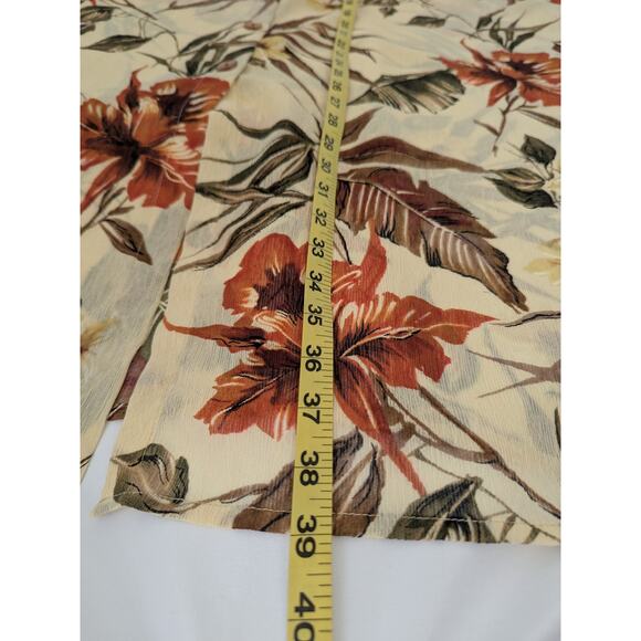 Susan Garver Brown Tan Floral Button-up Hawaiian Shirt Sheer Gauze Light‎ Sz 2X - Picture 6 of 6